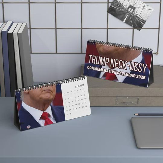 Discover Trumps Neckussy Desktop Calendar (2026 grid) | Political Calender | FDT | Funny GAG Political Gift | Christmas Gift | White Elephant