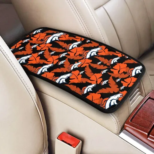Discover Denver Football Car Armrest Cushion Hawaiian Print Auto Car Box Cover Pad