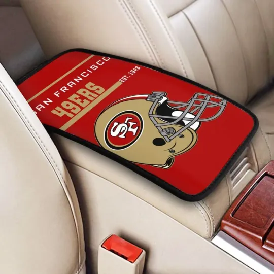 Discover San Francisco Football Car Armrest Cushion Auto helmet Car Box Cover Center Pad