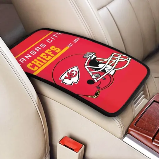 Discover Kansas City Football Car Armrest Cushion Auto helmet Car Box Cover Center Pad