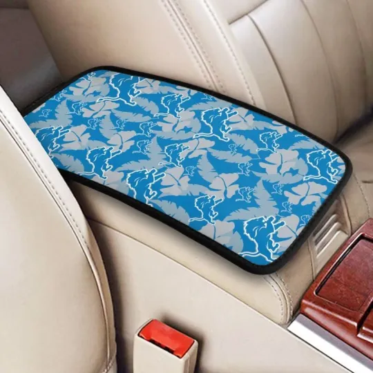 Discover Detroit Football Car Armrest Cushion Hawaiian Print Auto Car Box Cover Pad