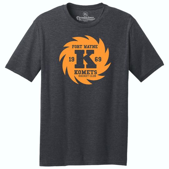 Fort Wayne Komets 1969 Hockey Tri-Blend T-Shirt - Black Heather