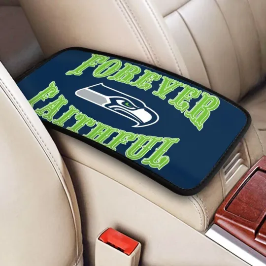 Discover Seattle Seahawks Car Armrest Cushion Auto forever faithful Car Box Cover Pad