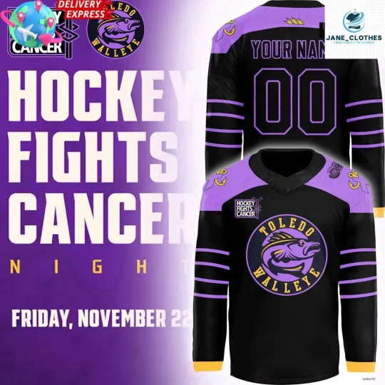 Discover Personalized Toledo Walleye x Hockey Fight Cancer Night 2024 Hockey Shirt Unisex
