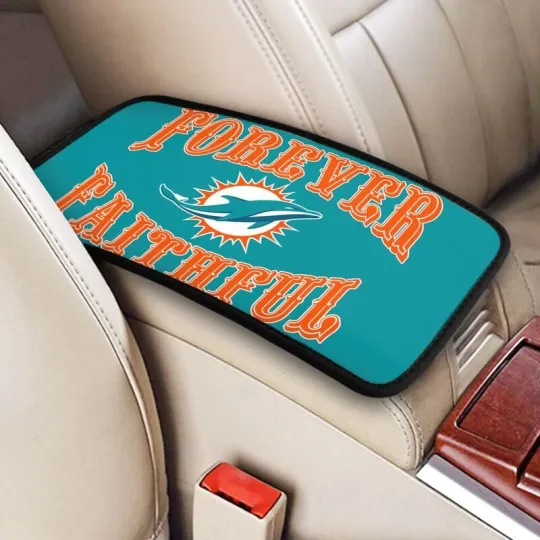 Discover Miami Dolphins Car Armrest Cushion Auto forever faithful Car Box Cover Pad