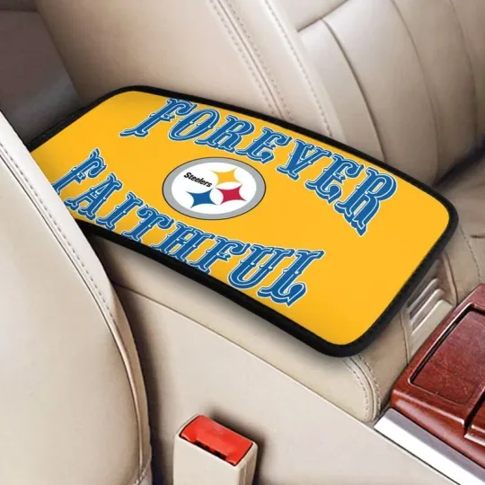 Discover Pittsburgh Steeler Car Armrest Cushion Auto forever faithful Car Box Cover Pad