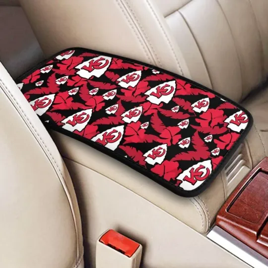 Discover Kansas City Chiefs Car Armrest Cushion Hawaiian Print Auto Car Box Cover Pad