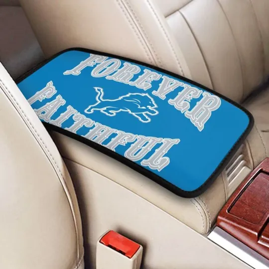 Discover Detroit Lions Car Armrest Cushion Auto Forever Faithful Car Box Cover Pad