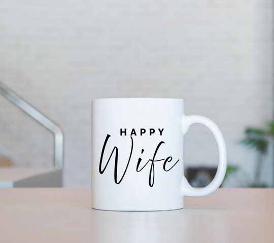 Discover Happy Wife Coffee Mug, Happy Wife Happy Life Cup, Mothers Day Gift