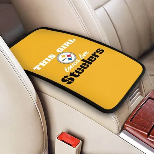 Discover "This Girl Loves Her" Pittsburgh Football Car Armrest Cushion Center Pad