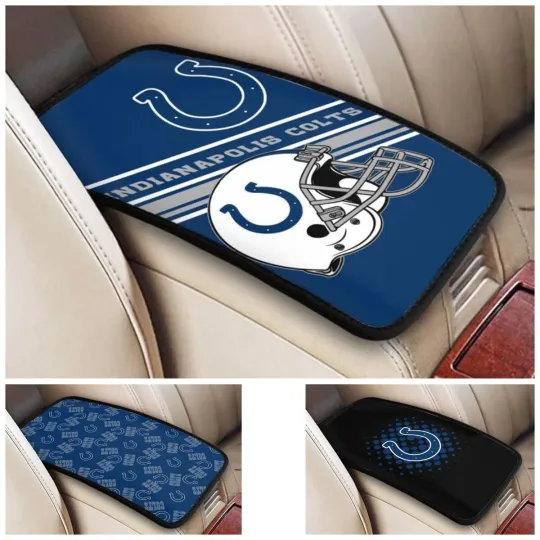 Discover Indianapolis Football Car Armrest Cushion Auto Car Box Cover Center Pad,fans Gift
