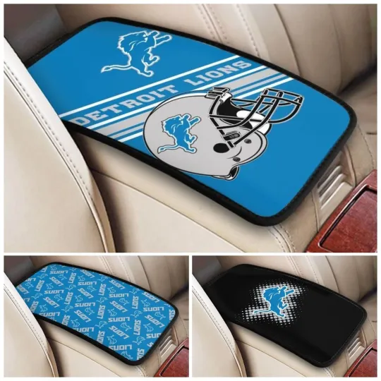 Discover Detroit Football Car Armrest Cushion Auto Car Box Cover Center Pad,fans Gift
