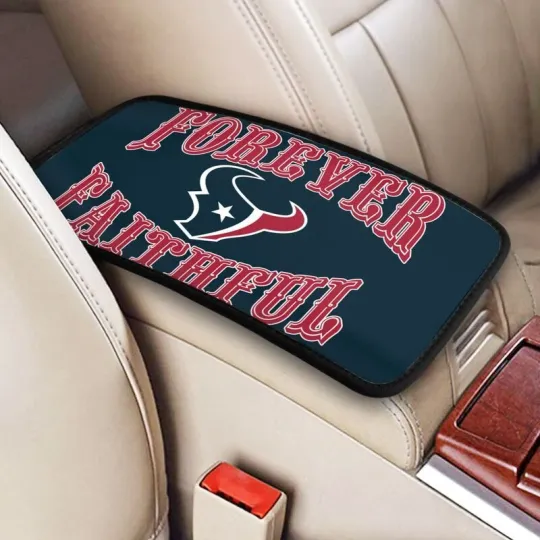 Discover Houston Football Car Armrest Cushion Auto forever faithful Car Box Cover Pad