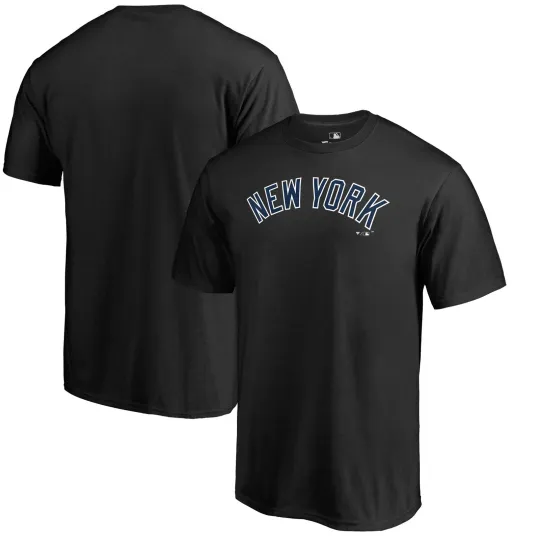Discover Men's Black New York Yankees Team Wordmark T-Shirt