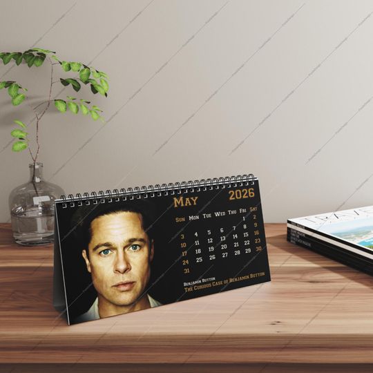 Discover 2026 Brad Pitt Desk Calendar | 2026 Desk Calendar | Brad Pitt | Movie Calendar | 2026 Calendar | Fight Club | Troy | Inglourious Basterds