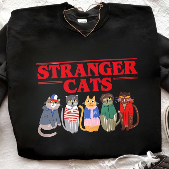 Stranger Cats Sweatshirt, Stranger Things Merch, Gifts for Fans