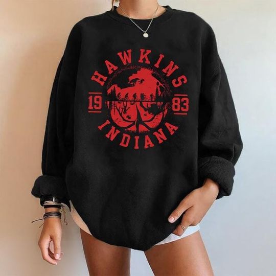 Discover Hawskin 1983 Indiana Shirt, Upside Down Shirt, Movie Lover Gift, Movie Fan Sweatshirt, Sweater, Hoodie