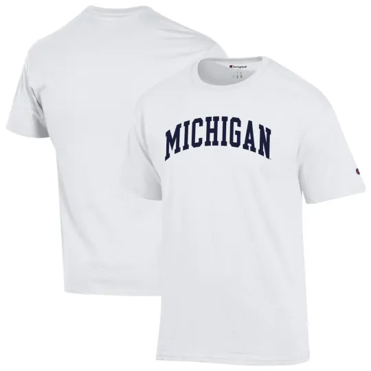 Discover Men's Champion White Michigan Wolverines Arch T-Shirt