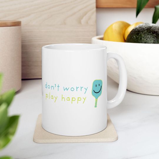 Discover Playful Ceramic Mug - Pickleball Happiness
