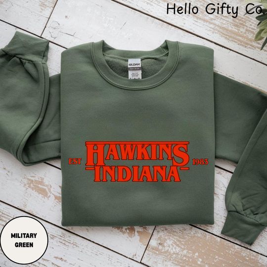 Discover Hawskin Indiana Crewneck, Hawskin Indiana Shirt, Stranger Sweatshirt Tee, Eleven, Graphic Crewneck Xmas Gift, Stranger Christmas Sweatshirt