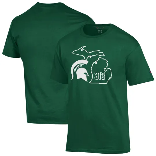 Discover Men's Green Michigan State Spartans 313 T-Shirt