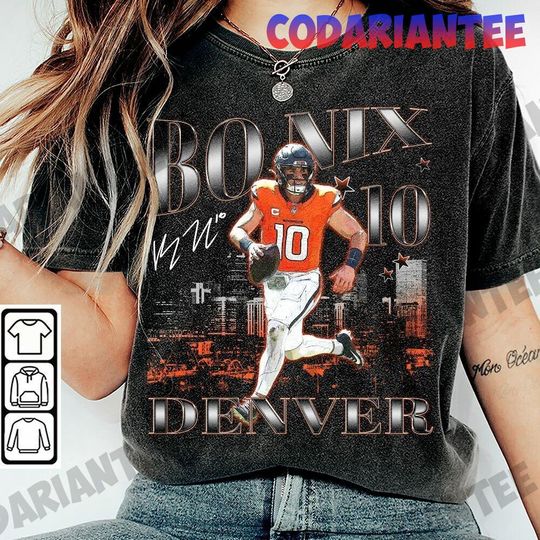 Discover Bo Nix Denver Football Vintage Shirt, Vintage 90s Sport Shirt, Denver Football Shirt, Bo Nix Tee