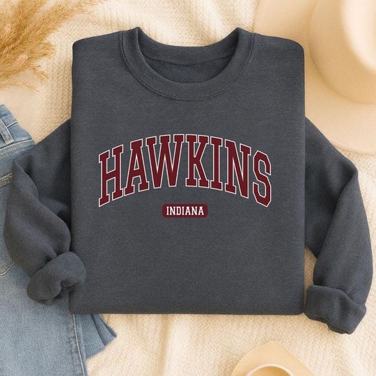 Discover Hawskin Indiana Retro Sweatshirt,Upside Down shirt,Hawskin High School,Halloween Horror Sci-Fi,Funny School Shirt