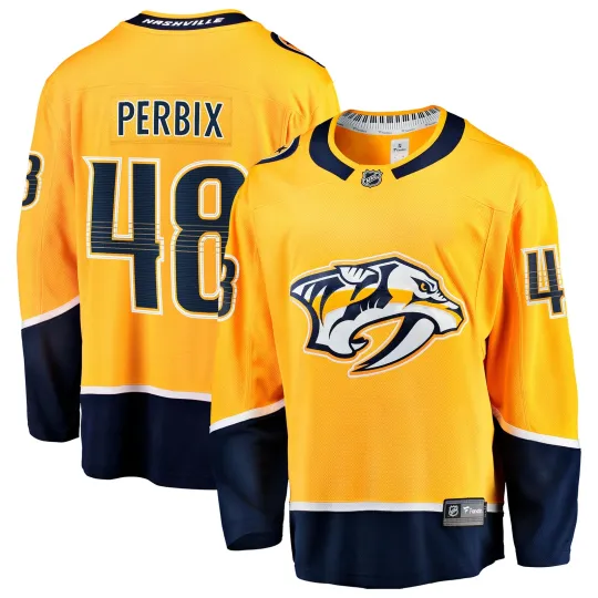 Discover Men's Fanatics Nick Perbix Gold Nashville Predators Home Breakaway Jersey