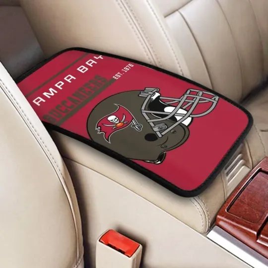 Discover Tampa Bay Buccaneers Car Armrest Cushion Auto helmet Car Box Cover Center Pad