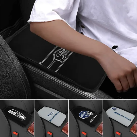Discover Seattle Seahawks Car Armrest Cushion Auto Handrail Box Cover Center Console Pad
