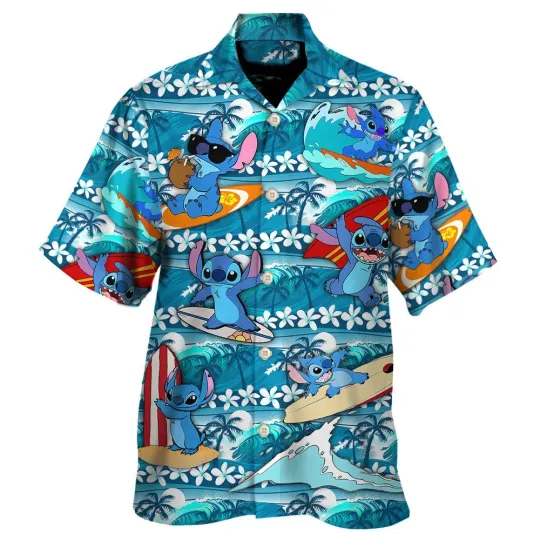 Discover Stitch Surfing Hawaiian Shirt