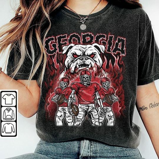 Discover Georgia Football Football Skull Shirt, Vintage Game Day Tee, Unisex Football Fan Gift