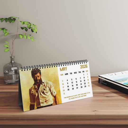 2026 Hugh Jackman as Wolverine Desk Calendar | 2026 Desk Calendar | Hugh Jackman | Movie Calendar | Wolverine | X-Men