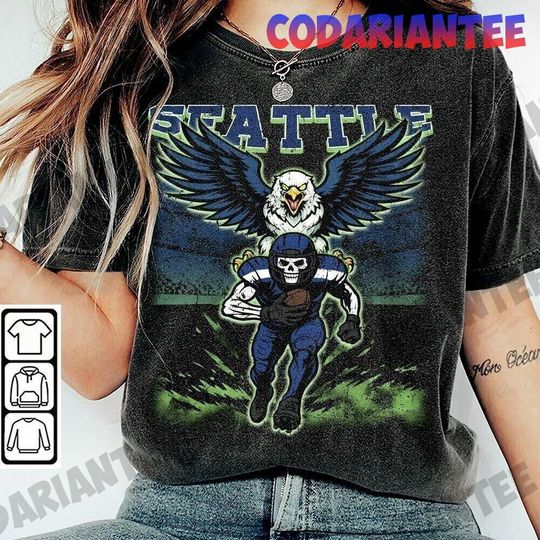 Discover Seattle Seahawks Football Skull Shirt, Vintage Game Day Tee, Unisex Football Fan Gift