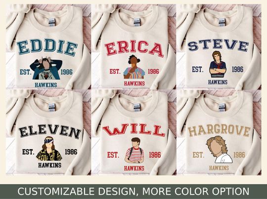 Discover Strannger Character Team Sweatshirt: Steve, Max, Eleven