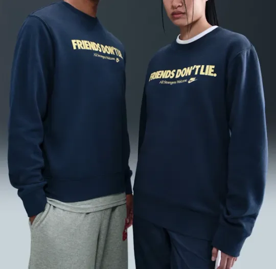 Discover Nike x Stranger Things ‘Friends Don’t Lie’ Crewneck Sweatshirt IB5662-410 Unisex