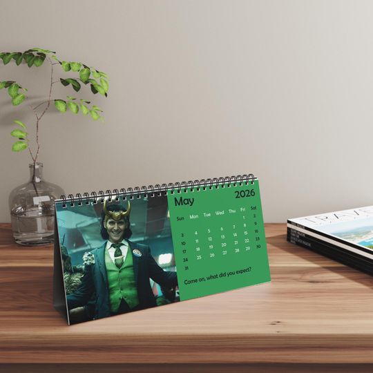 2026 Loki Desk Calendar | 2026 Desk Calendar | Tom Hiddleston | Celebrity Calendar | 2026 Calendar | Loki | Avengers