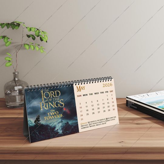 2026 LOTR Desk Calendar | 2026 Desk Calendar | The Lord of the Rings | 2026 Calendar | Movie Calendar | Legolas | Aragorn | Gimli | Gandalf