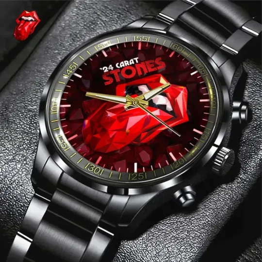 The Rolling Stones Black Silver Steel Band Watch