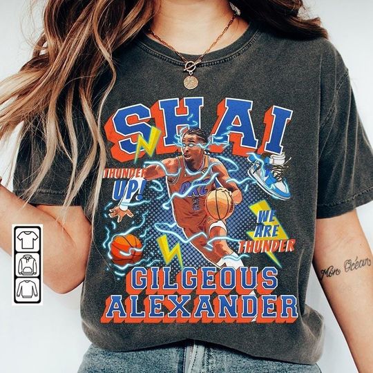 Discover Shai Gilgeous-Alexander Shirt, Vintage 90s Comic Pop Art Graphic Style, Sport Tee, Retro American Basketball Bootleg Gift Unisex