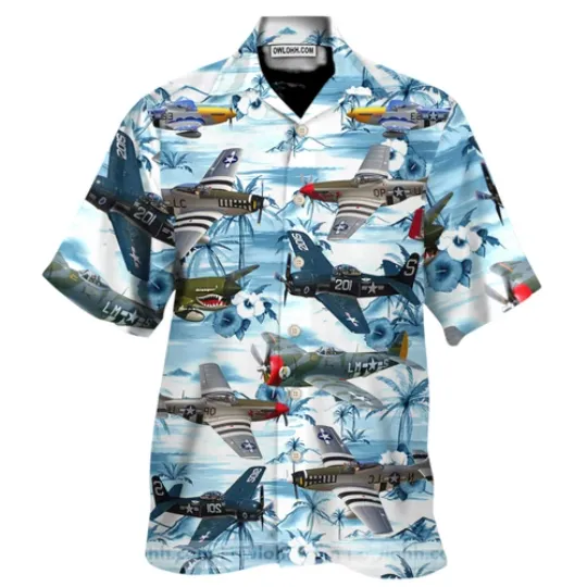 World War 2 American Aircrafts Hawaiian Shirt Aloha Summer Beach Button Down