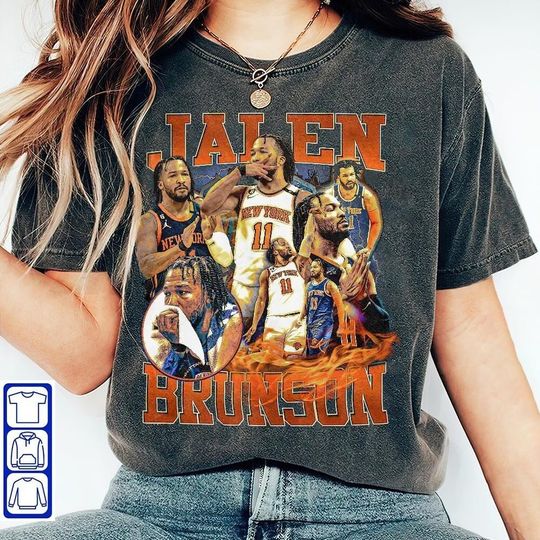 Discover Jalen Brunson T-Shirt, Jalen Brunson Shirt, Vintage Oversized Sport Tee, Retro American Basketball Bootleg Gift