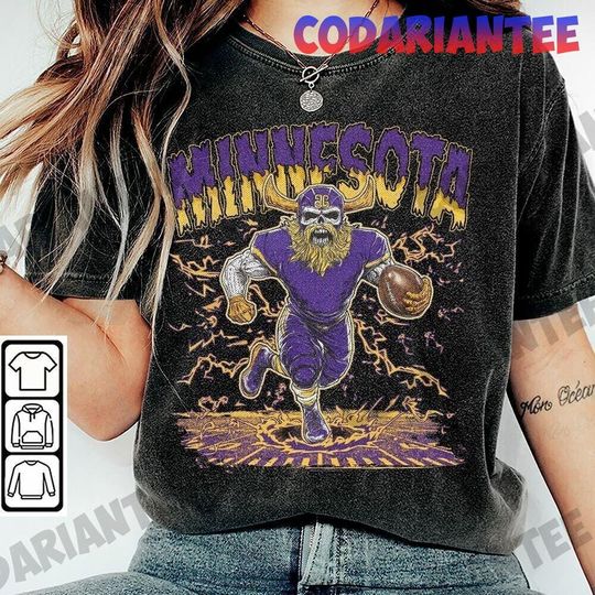 Discover Minnesota Football Shirt, Retro Vintage Skeleton Football Gift Unisex Shirt, Trendy Minnesota Football Fan Shirt