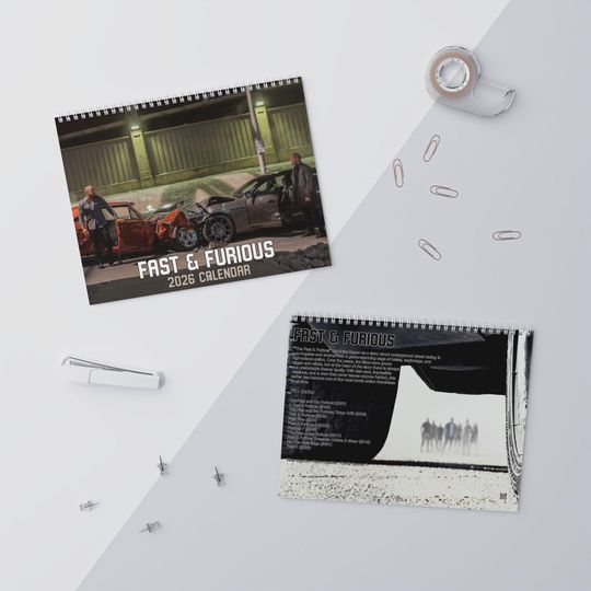 Discover 2026 Fast & Furious Wall Calendar | Vin Diesel | Dominic Toretto | 2026 Calendar | TV Show Calendar | Paul Walker | Brian O'Conner