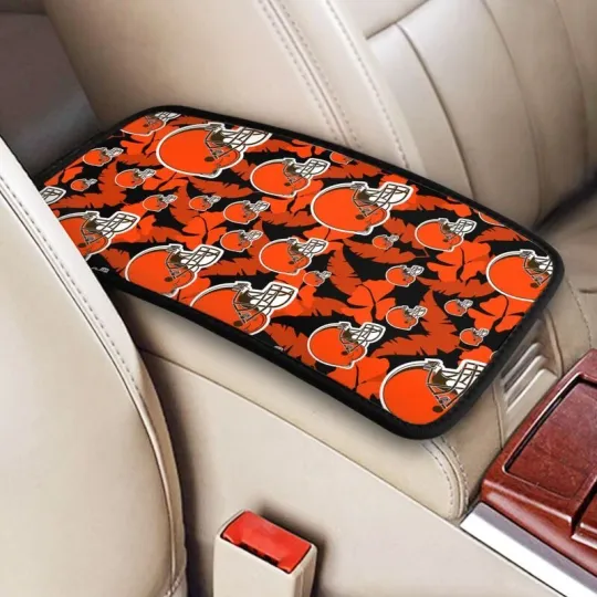 Discover Cleveland Football Car Armrest Cushion Hawaiian Print Auto Car Box Cover Pad