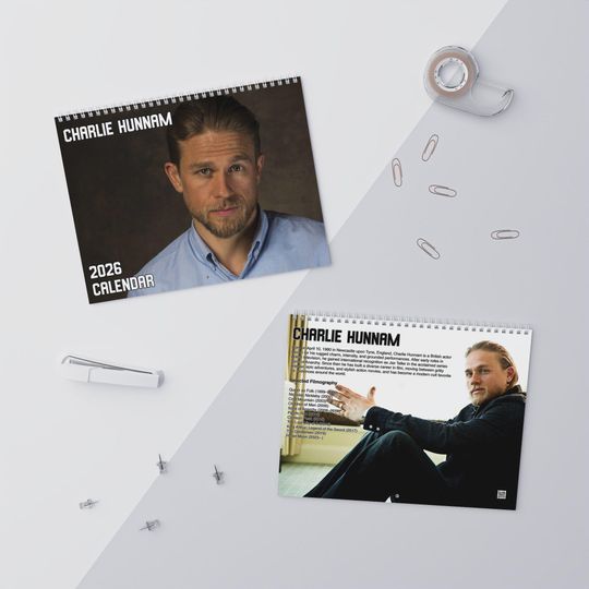 Discover 2026 Charlie Hunnam Wall Calendar | 2026 Desk Calendar | Charlie Hunnam | Movie Calendar | 2026 Calendar | Sons of Anarchy | King Arthur