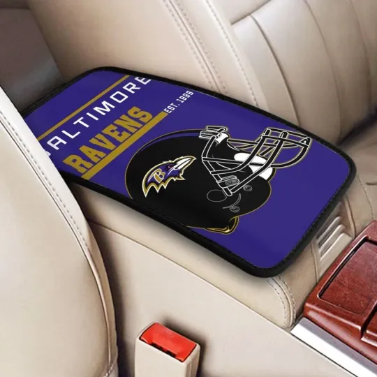 Discover Baltimore Football Car Armrest Cushion Auto helmet Car Box Cover Center Pad