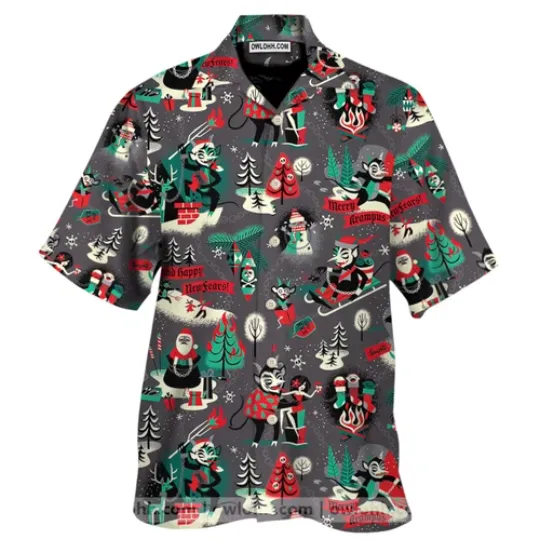 Krampus Merry Christmas Hawaiian Shirt, Aloha Summer Beach Button Down For Men