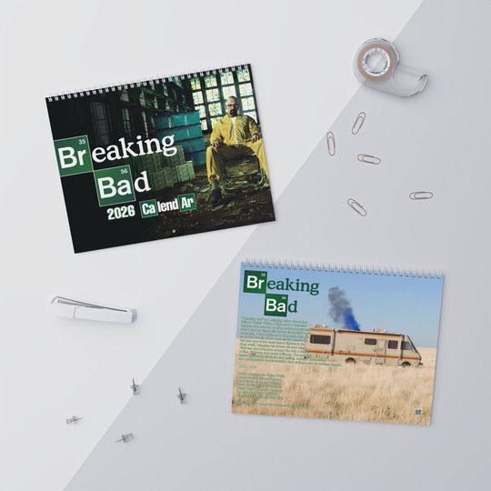 2026 Breaking Bad Wall Calendar | 2026 Wall Calendar | Breaking Bad | Movie Calendar | 2026 Calendar | Walter White | Jesse Pinkman