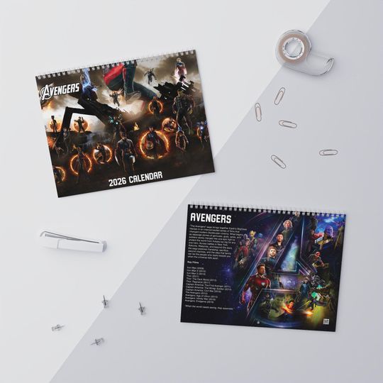 2026 Avengers Wall Calendar | 2026 Wall Calendar | Avengers | 2026 Calendar | Movie Calendar | Marvel Calendar | Captain America | Iron Man